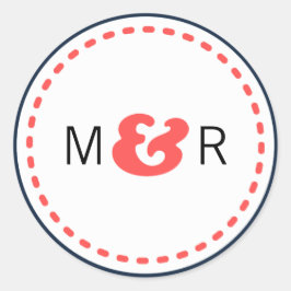 ネイビモダンー&コーラルシェブロン&ロブバード結婚ズ ラウンドシール