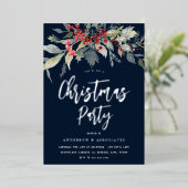 ネイビモダンー&シルバーホリデークリスマスパーティー 箔招待状 (立ち正面)