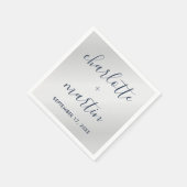 ネイビモダンー&シルバー婚約ウェディングシャワー スタンダードカクテルナプキン (角)