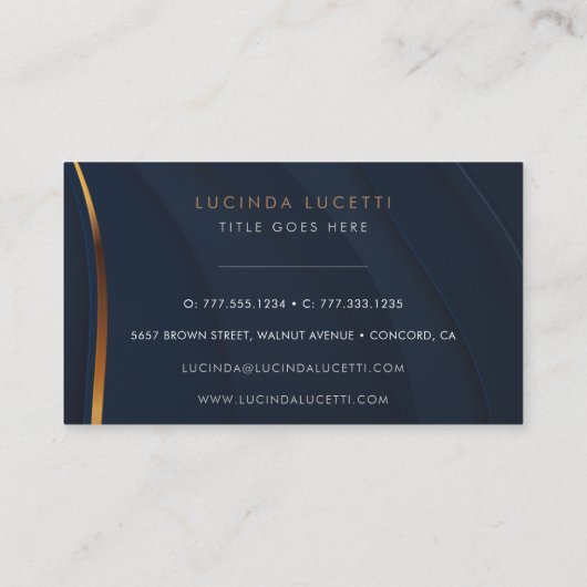 ネイビモダンー&フェイク金ゴールドシックプロフェッショナル  名刺 (裏面)