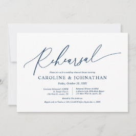 ネイビモダンー·ブルーのリ結婚ハーサルとディナー 招待状