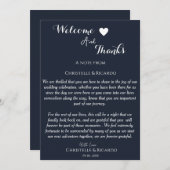 ネイビモダンー・ブルー感謝してい歓迎とあなた結婚の サンキューカード (正面/裏面)