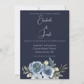 ネイビモダンー&ベビーブルーフローラクラシックズ結婚 招待状 (正面)