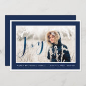 ネイビモダンー&ホワイトフレームジョイホリデーフォトカード シーズンカード (正面/裏面)