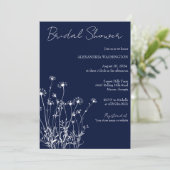 ネイビモダンー&ホワイトワイルドフラワーブライダルシャワー 招待状 (スタンド正面)