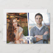 ネイビモダンー&ホワイト卒業写真招待状 招待状 (正面)