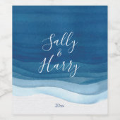 ネイビモダンー、水色 ワインラベル (シングルラベル)