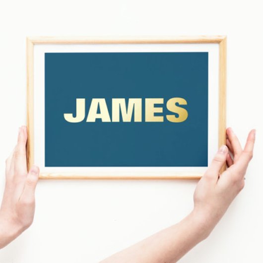 ネイビモダンー |編集可能な文字金ゴールド 箔ポスター