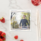 ネイビモダンー&金ゴールドストライプ院生パーティーナプキンス スタンダードカクテルナプキン (インサイチュ)