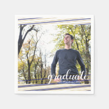 ネイビモダンー&金ゴールドストライプ院生パーティーナプキンス