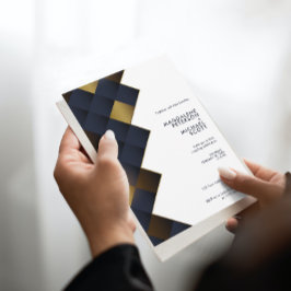 ネイビモダンー&金ゴールドダイアモンド結婚ズ 招待状