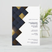 ネイビモダンー&金ゴールドダイアモンド結婚ズ 招待状 (スタンド正面)