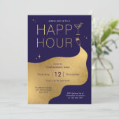 ネイビモダンー&金ゴールド会社ネットワークHappy Hour 招待状 (スタンド正面)