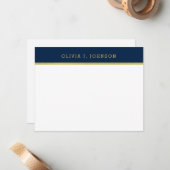 ネイビモダンー・金ゴールド・フラット・ノート・カード ノートカード (正面/裏面インサイチュ)