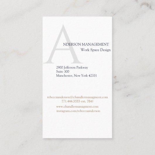 ネイビモダンー、金ゴールド、ホワイトモノグラム 名刺 (裏面)