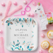 ネイビモダン素朴結婚ー ペーパープレート (パーティー)