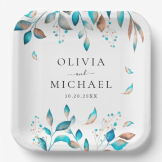 ネイビモダン素朴結婚ー ペーパープレート