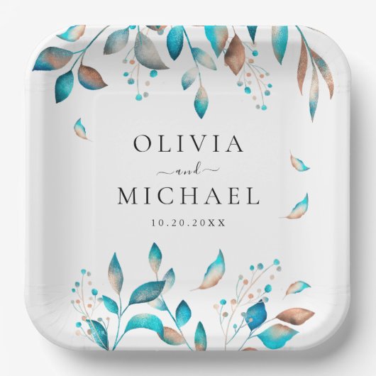 ネイビモダン素朴結婚ー ペーパープレート (正面)