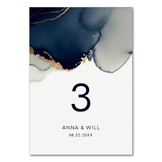 ネイビモダン航海のーエレガントブルービーチ結婚式 テーブルナンバー (正面)
