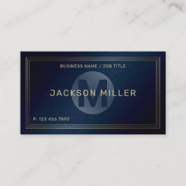 ネイビモダン金ゴールドカスタムモノグラムプロフェッショナル 名刺