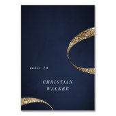 ネイビモダン金ゴールドグリッター折り畳み可能座席表 テーブルナンバー (正面)