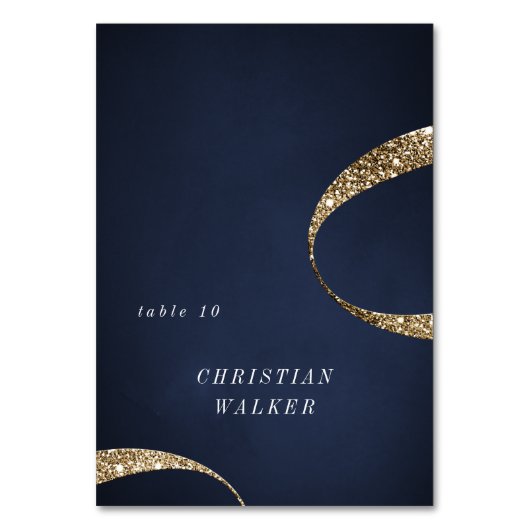 ネイビモダン金ゴールドグリッター折り畳み可能座席表 テーブルナンバー (正面)