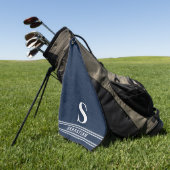 ネイビモノグラムのーブルーとホワイトモダン ゴルフタオル (グリーン)