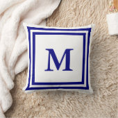 ネイビモノグラムのーブルーとホワイト クッション (ブランケット)
