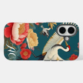 ネイビモノグラムのーブルー牡丹&クレーンチノワセリー Case-Mate iPhoneケース (裏面 (横))