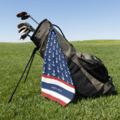 ネイビモノグラムのー航海のブルーホワイトいかり ゴルフタオル (グリーン)