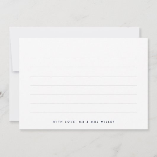 ネイビモノグラムのー4フォトコラージュ結婚の皆様 サンキューカード (裏面)