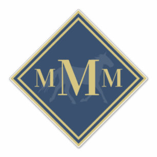 ネイビモノグラムのー+金ゴールドトロッティング馬タックトランク シール