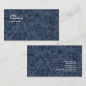 ネイビユニークーブルーフローラダマスク 名刺 (正面/裏面)