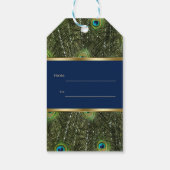 ネイビユニークーブルー金ゴールド孔雀フェザー結婚 ギフトタグ (裏面)