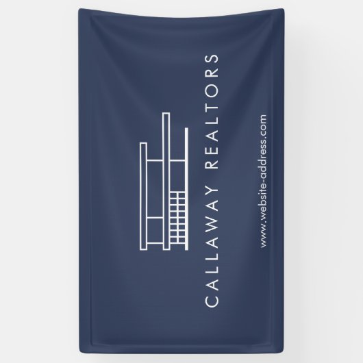 ネイビユニークーモダンエステートのホーム実在ロゴ 横断幕 (縦)