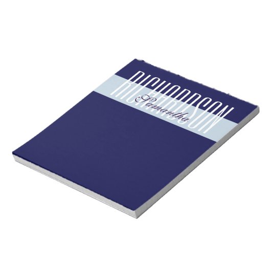 ネイビユニークーモダンブルーのジオメトリックスクリプト ノートパッド (回転)