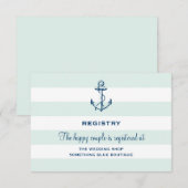 ネイビーいかりストライプミントシンプルの結婚レジストリ エンクロージャーカード (正面/裏面)