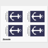 ネイビーいかりブルー背景の白 長方形シール (シート)