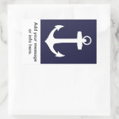 ネイビーいかりブルー背景の白 長方形シール (バッグ)