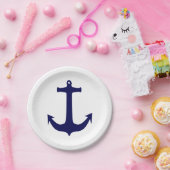 ネイビーいかりホワイト/ブルー7インチプレート ペーパープレート (パーティー)