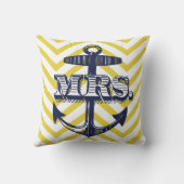 ネイビーいかりミセス・ブライド・ジグザグパターンブライド・ピロー クッション (裏面)