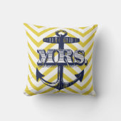 ネイビーいかりミセス・ブライド・ジグザグパターンブライド・ピロー クッション (正面)