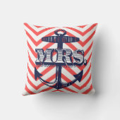 ネイビーいかりミセス・ブライド・ジグザグパターンブライド・ピロー クッション (裏面)