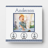 ネイビーいかり波ブルー航海のフォトフレーム フォトプラーク (正面)