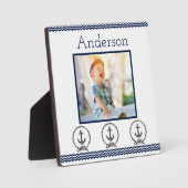 ネイビーいかり波ブルー航海のフォトフレーム フォトプラーク (正面)