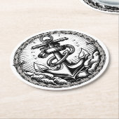ネイビーいかり航海のコースター ラウンドペーパーコースター (アングル)