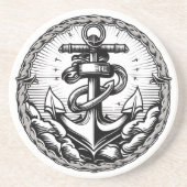 ネイビーいかり航海のサンドストーンコースター コースター (正面)