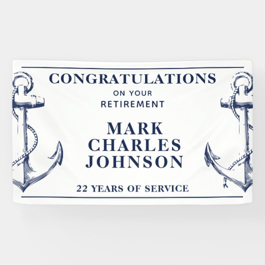 ネイビーいかり航海の退職 横断幕 (横)