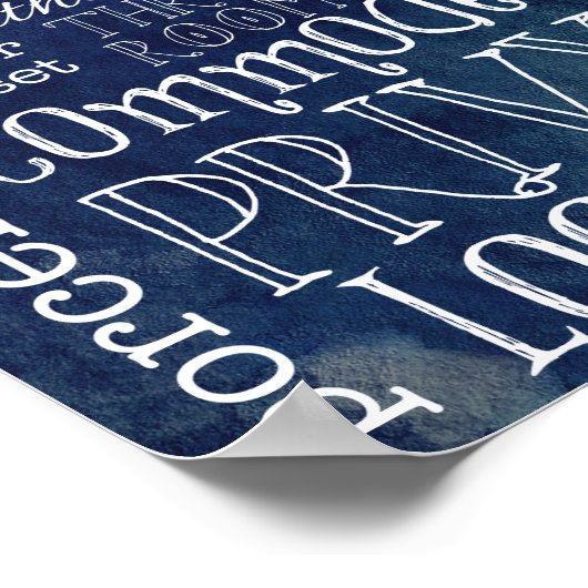 ネイビーおもしろいウォータカラートイレ浴室標識プリント ポスター (角)