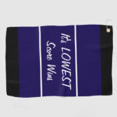 ネイビーおもしろいブルー最低スコアがゴルファーのギフトを勝ち取る ゴルフタオル (横)